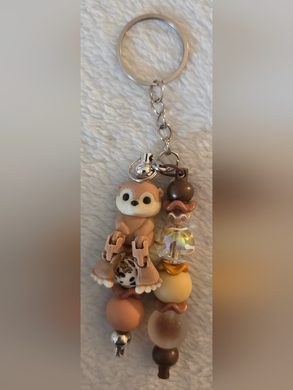 Tan & Cream Keychain/Bag Charm - 3D Articulated Otter